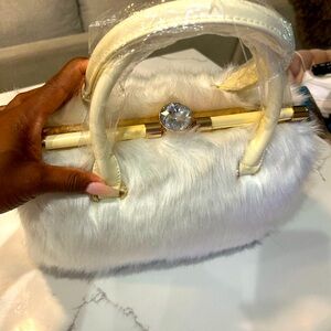 White diamond fur purse!